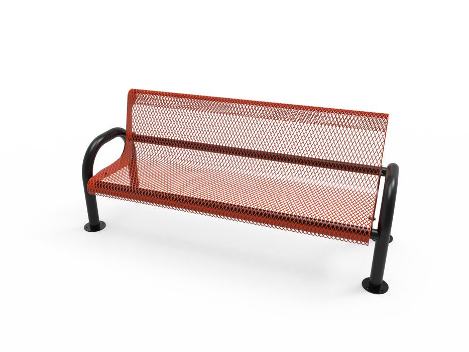 4’ - 6' MOD Bench with Back - Expanded Metal - Surface Mount