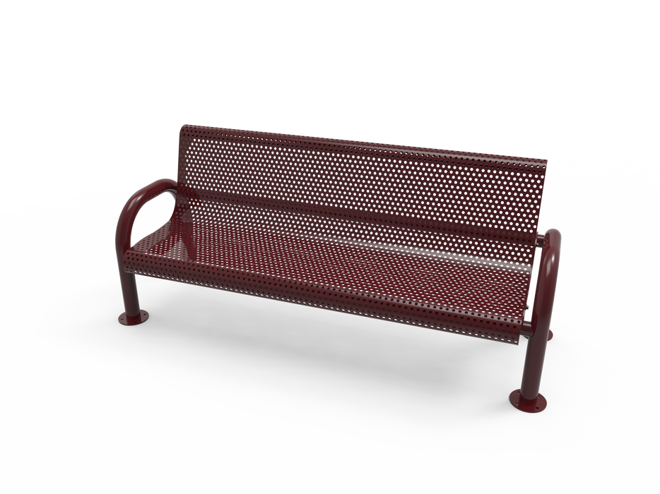 4’ - 6' MOD Bench with Back - Punched Steel - Surface Mount