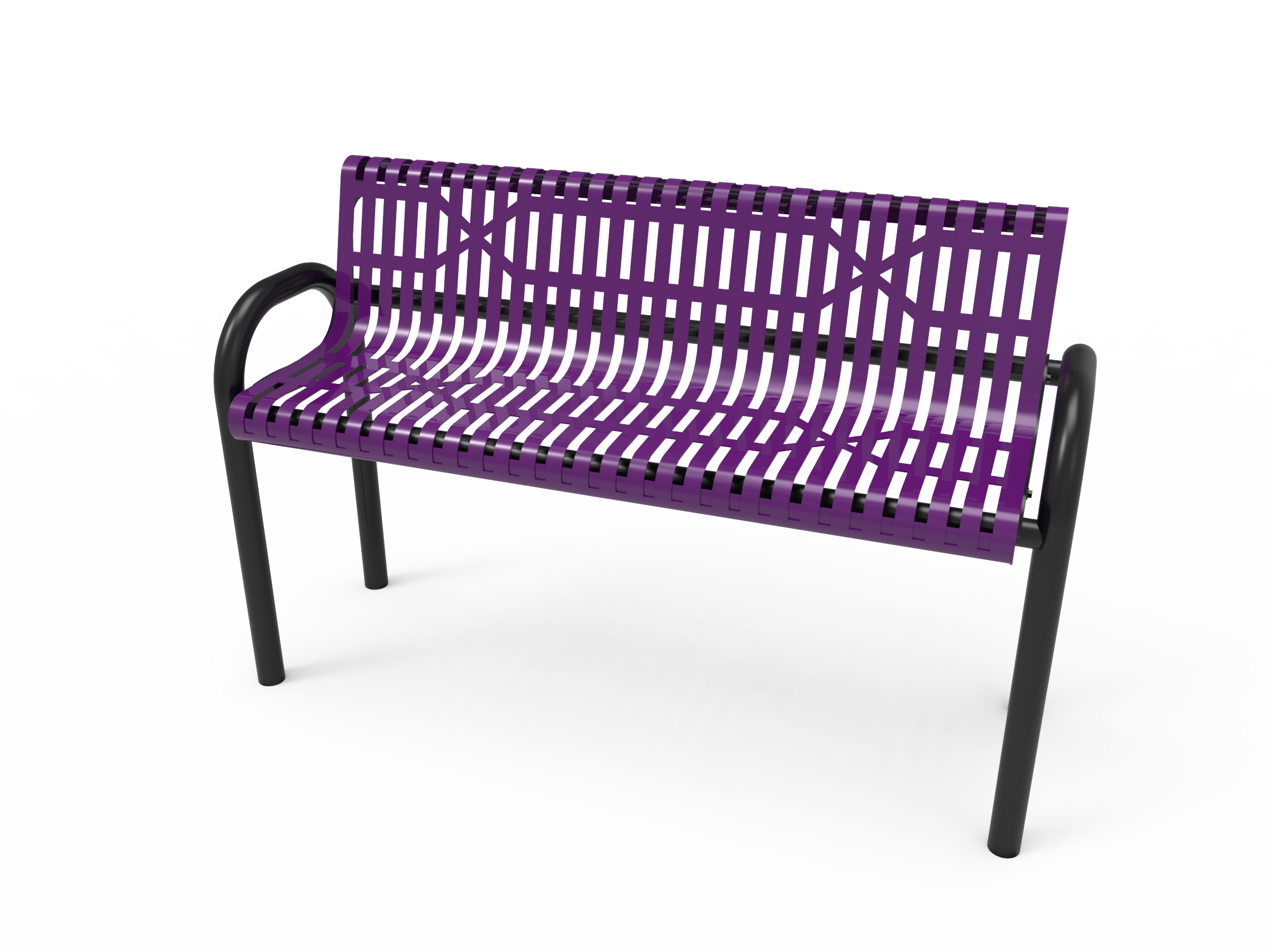 MyTCoat 4’ - 6' MOD Bench with Back - Slatted Steel - Inground