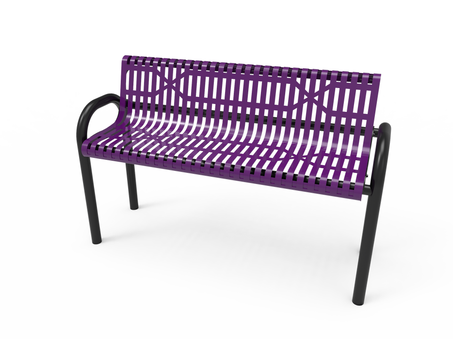 4’ - 6' MOD Bench with Back - Slatted Steel - Inground