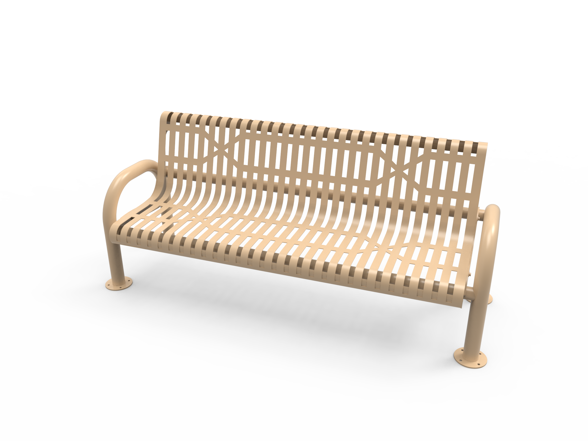 MyTCoat 4’ - 6' MOD Bench with Back - Slatted Steel - Surface Mount