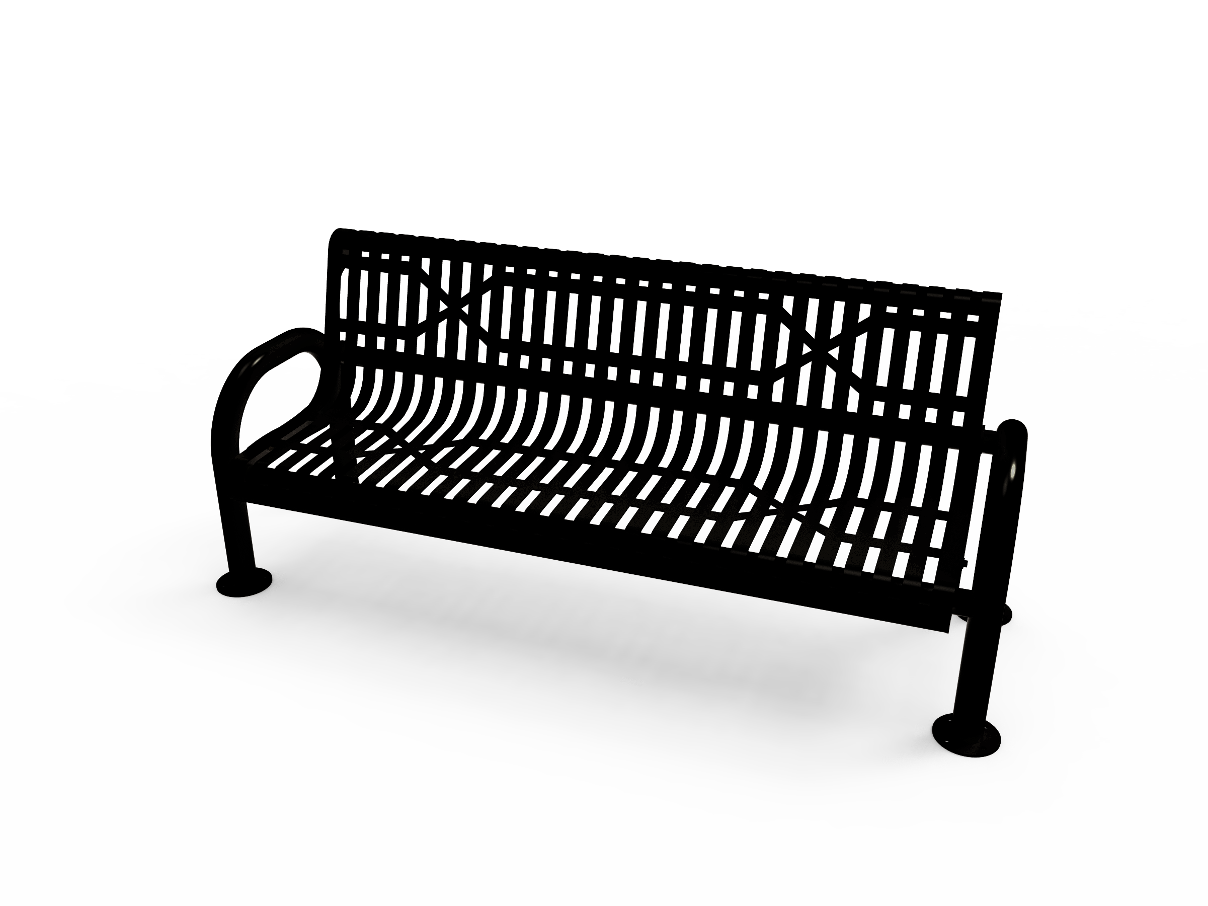 MyTCoat 4’ - 6' MOD Bench with Back - Slatted Steel - Surface Mount