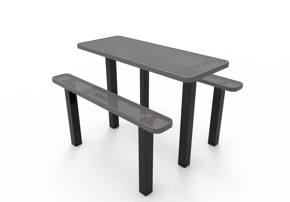 MyTCoat 6’ Independent Pedestal Table - Punched Steel - Inground Mount