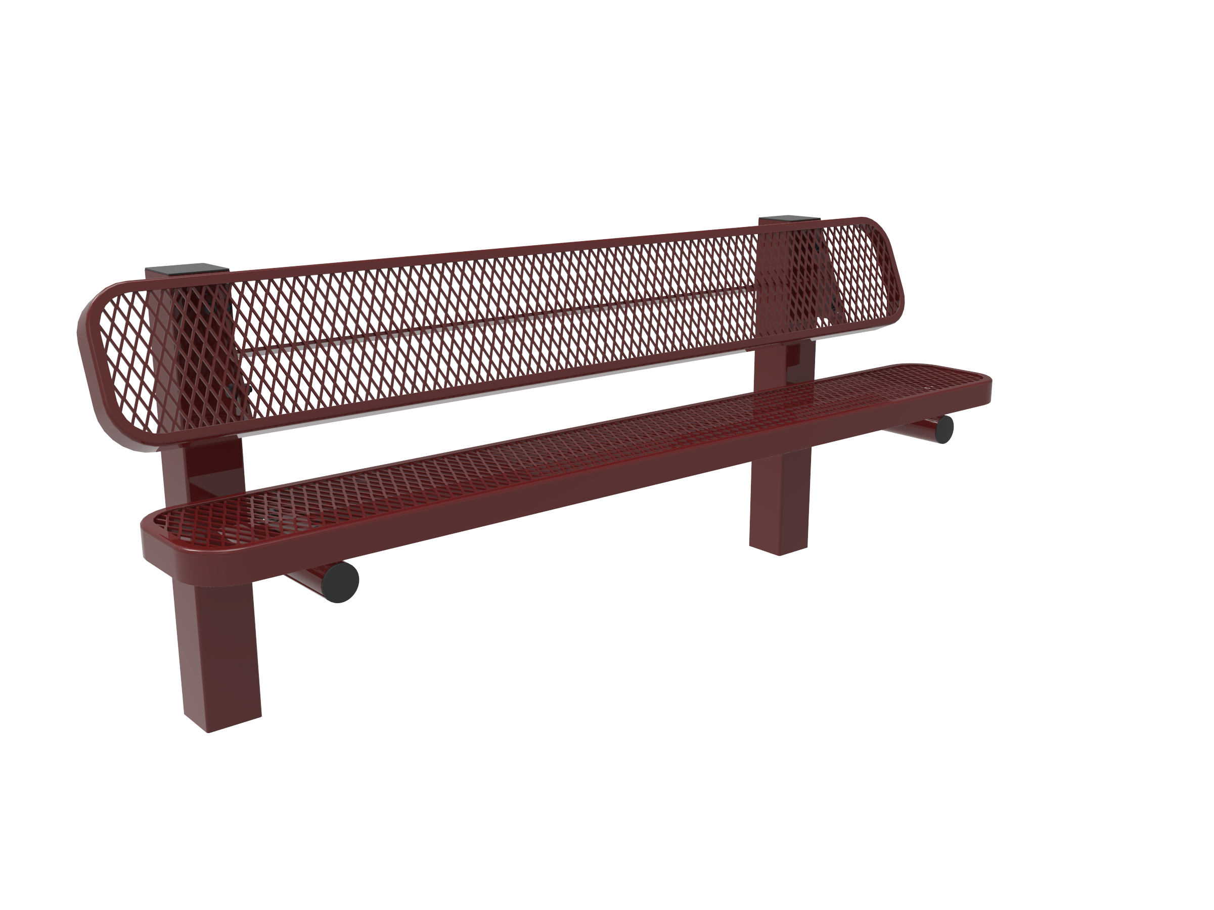 MyTCoat 6’ - 8' Pedestal Bench with Back - Expanded Metal - Inground