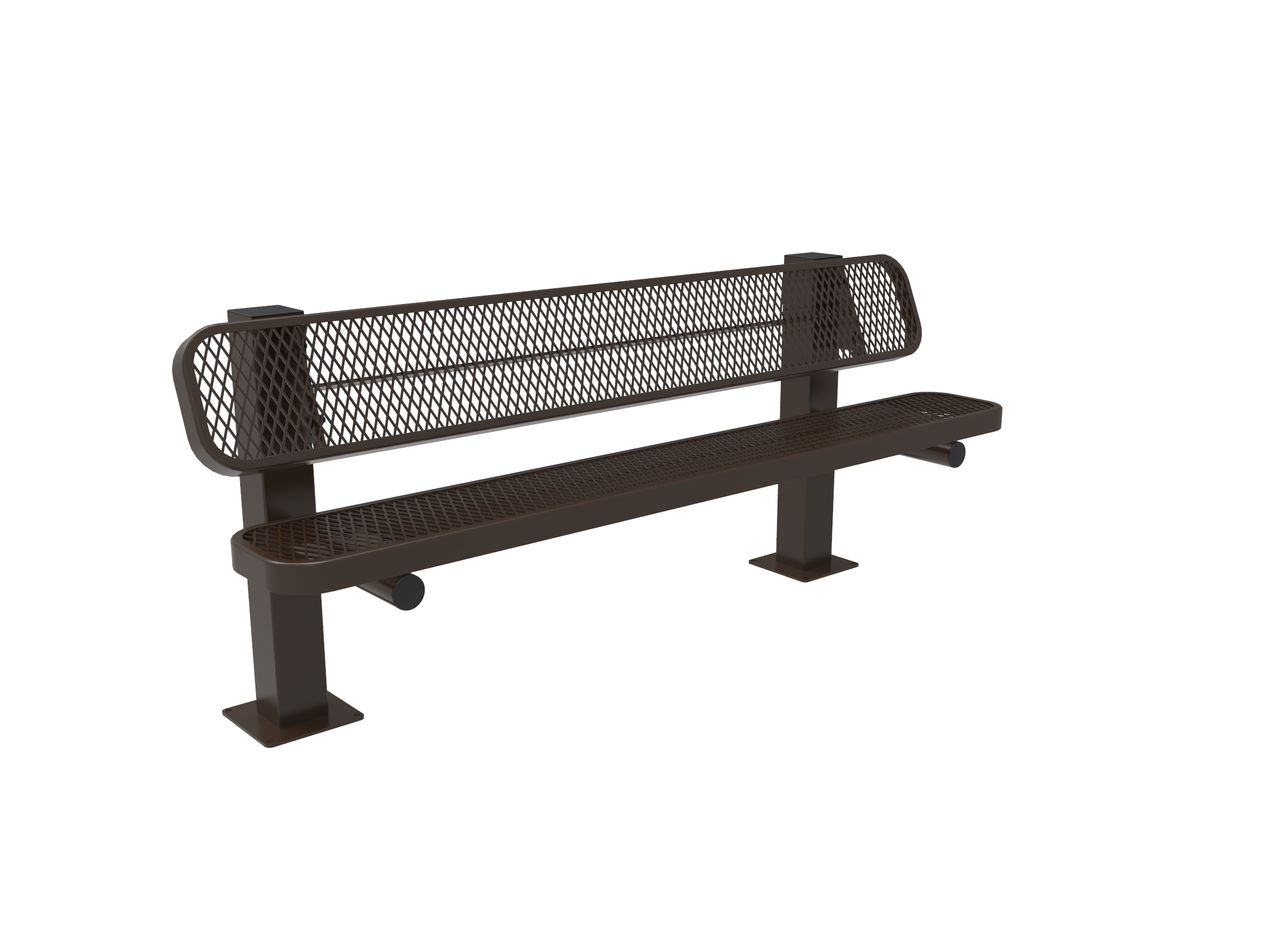 MyTCoat 6' - 8' Pedestal Bench with Back - Expanded Metal - Surface Mount