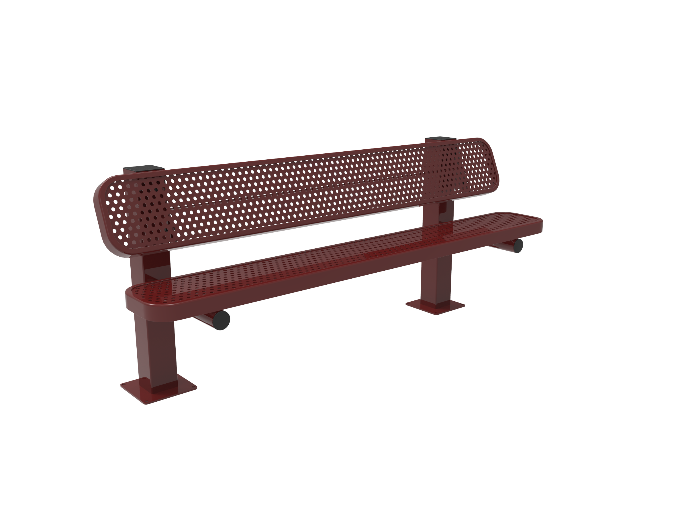 MyTCoat 6' - 8' Pedestal Bench with Back - Punched Steel - Surface Mount