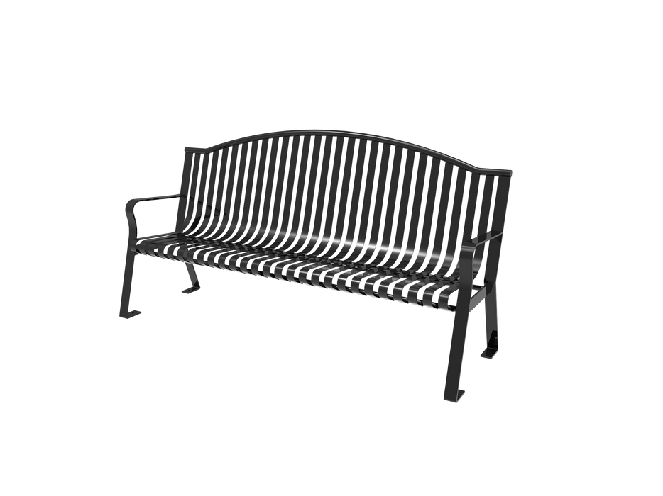 4' - 6' Skyline Bench with Arched Back - Strap Metal - Portable or Surface Mount