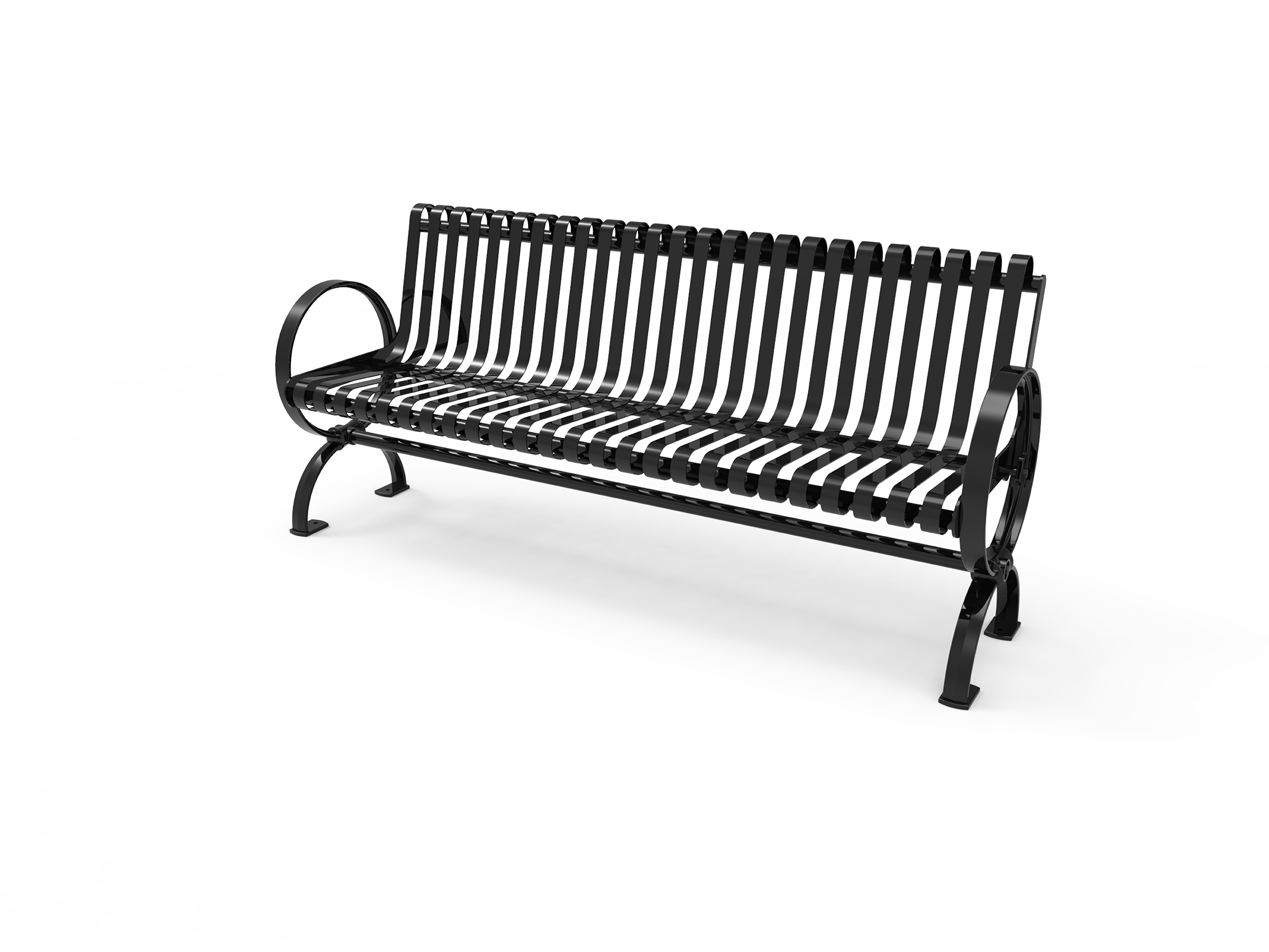 MyTCoat 4' - 6' Village Bench with Rolled Back - Strap Metal - Portable or Surface Mount