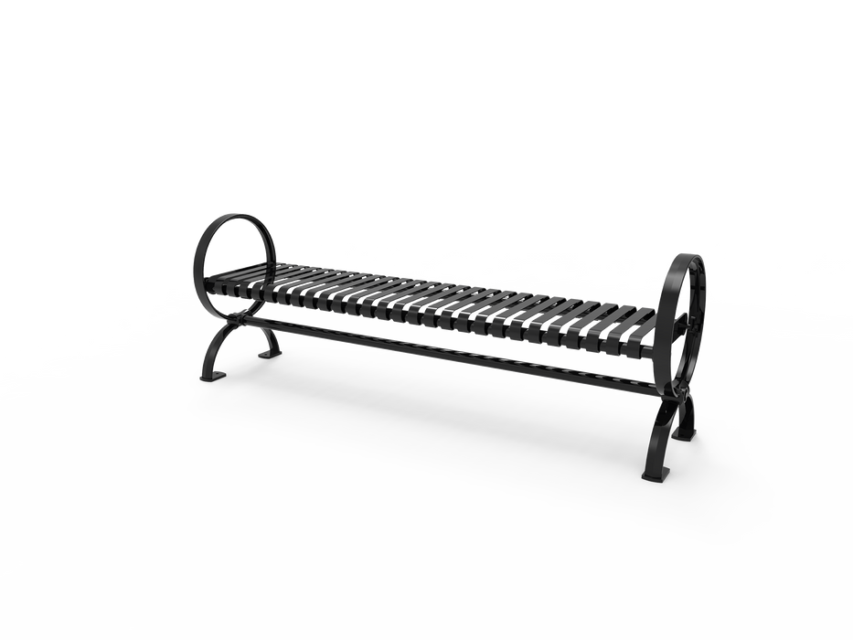 4' - 6' Village Bench without Back - Strap Metal - Portable or Surface Mount