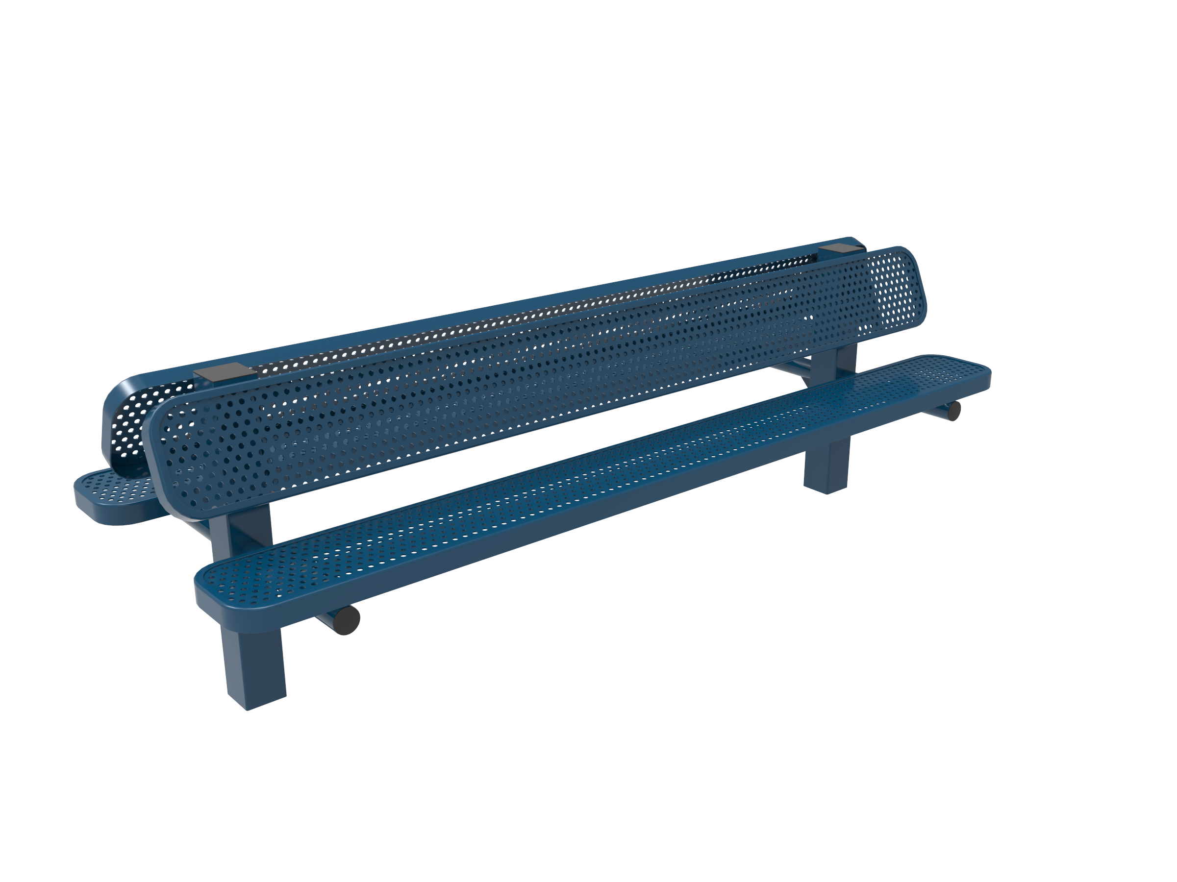 MyTCoat 6’ - 8' Double Pedestal Bench with Back - Punched Steel - Inground