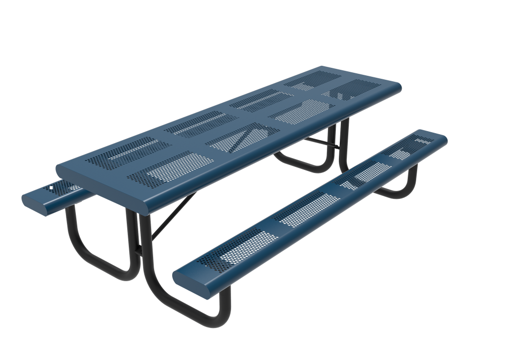 MyTCoat 6' Rectangular Portable Table -  Punched Steel - Rolled Edges