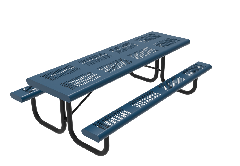 8' Rectangular Portable Table -  Punched Steel - Rolled Edges