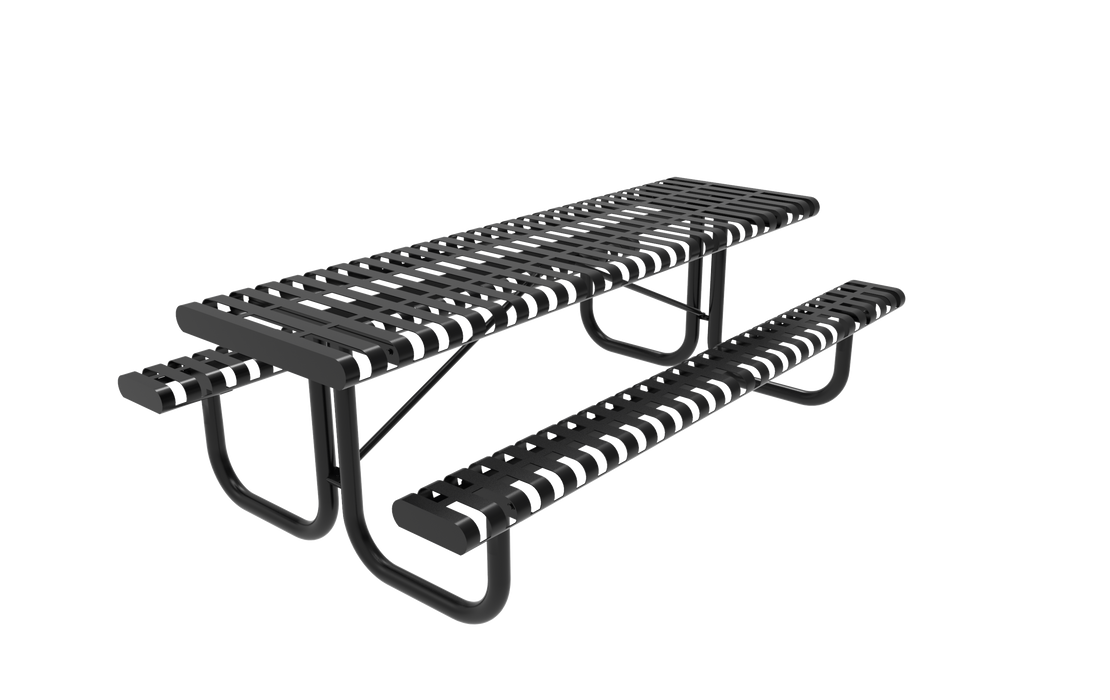 MyTCoat 6' Rectangular Portable Table - Slatted Steel - Rolled Edges