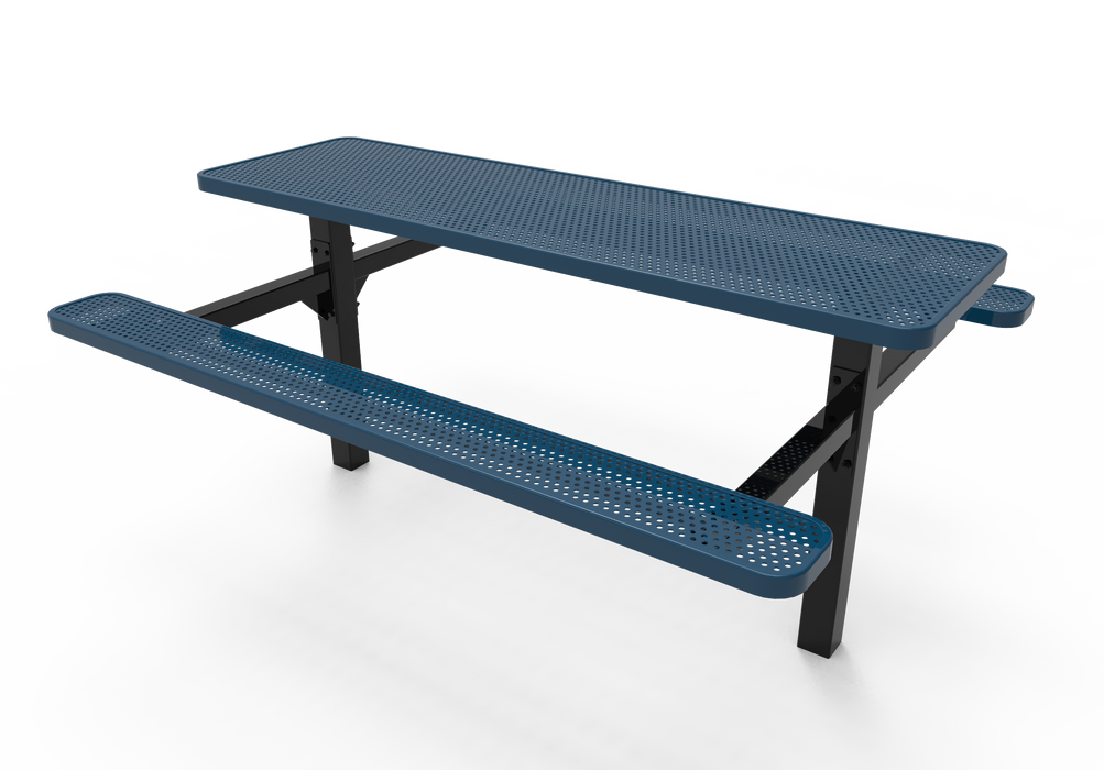 MyTCoat 8’ Rectangular Double Pedestal Table - Punched Steel - Inground Mount