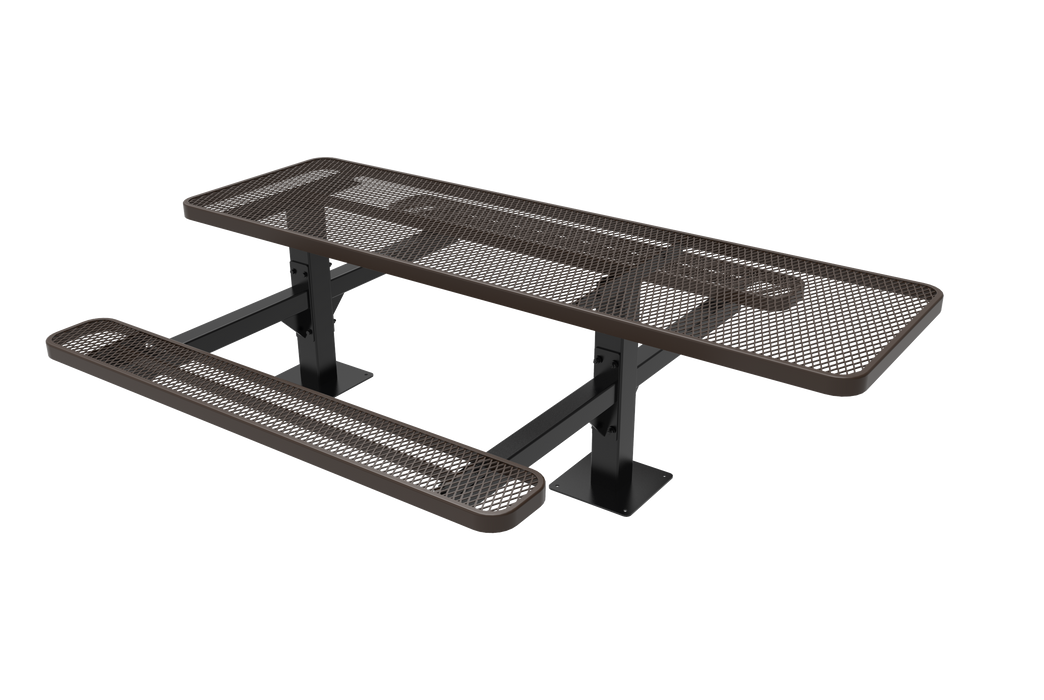 MyTCoat 8’ Rectangular Double Pedestal Table - Expanded Metal - Surface Mount