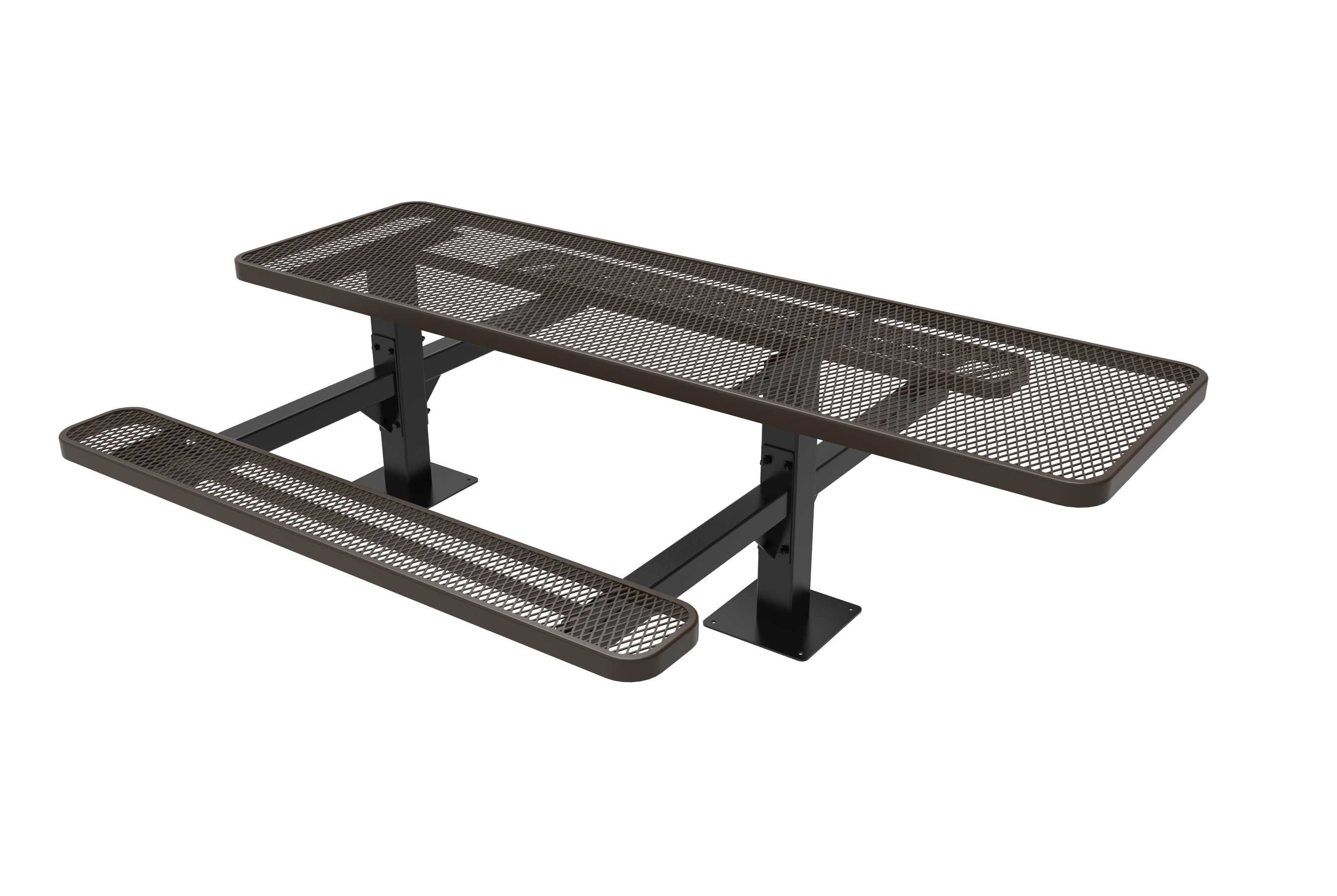 MyTCoat 8’ Rectangular Double Pedestal Table - Expanded Metal - Surface Mount