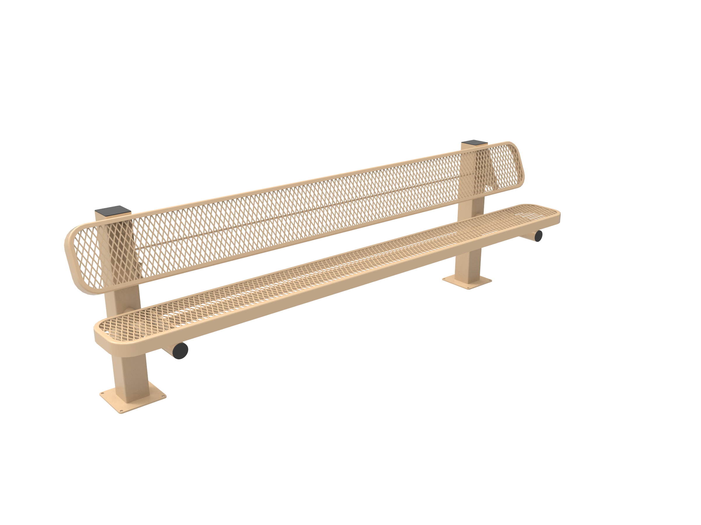 MyTCoat 6' - 8' Pedestal Bench with Back - Expanded Metal - Surface Mount