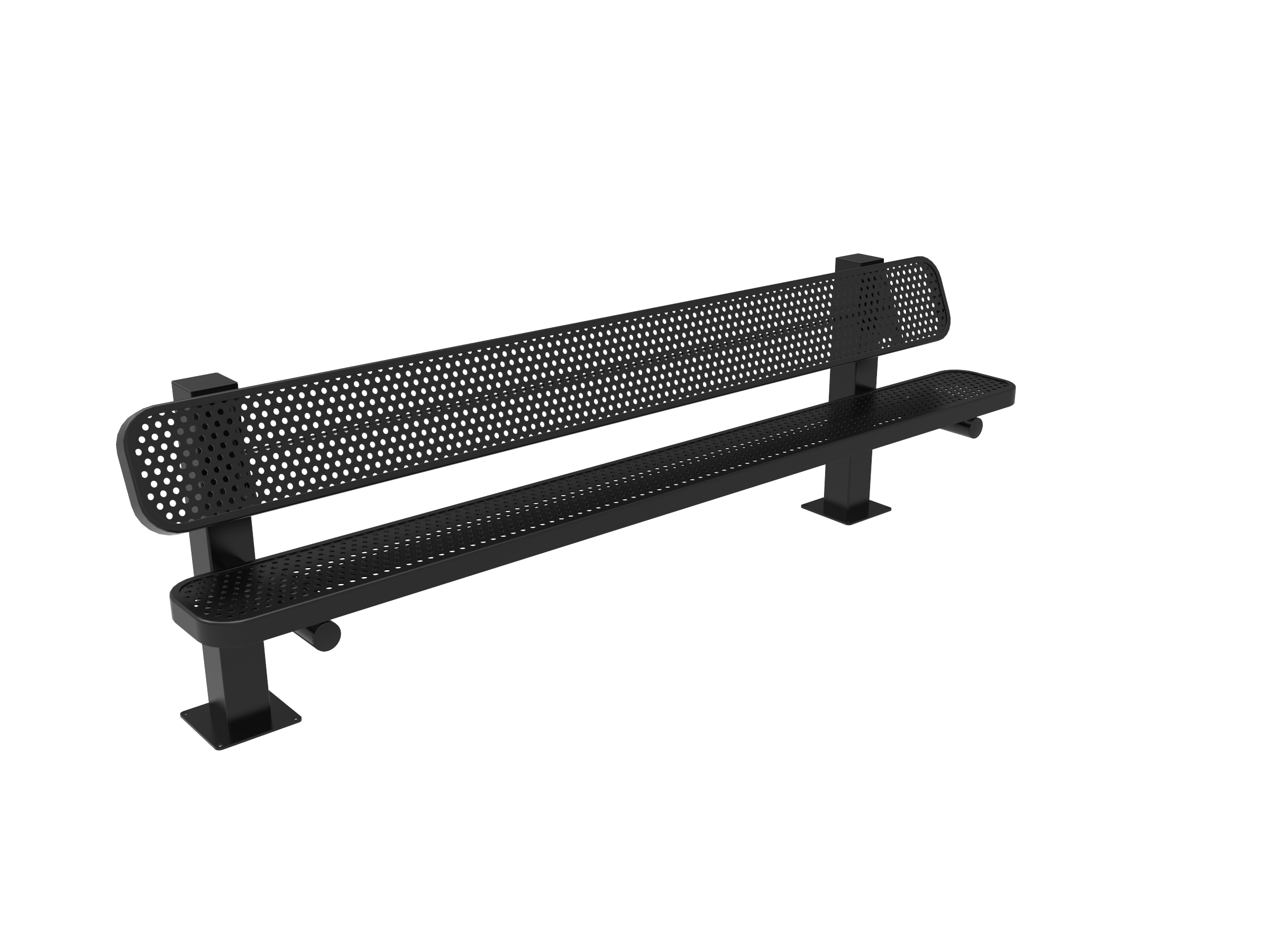 MyTCoat 6' - 8' Pedestal Bench with Back - Punched Steel - Surface Mount