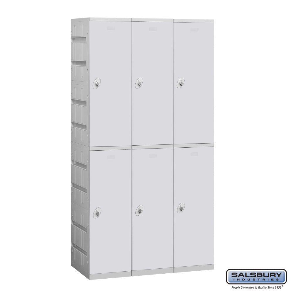 12" Wide Double Tier Plastic Locker - 3 Wide - 6 Feet High - 18 Inches Deep