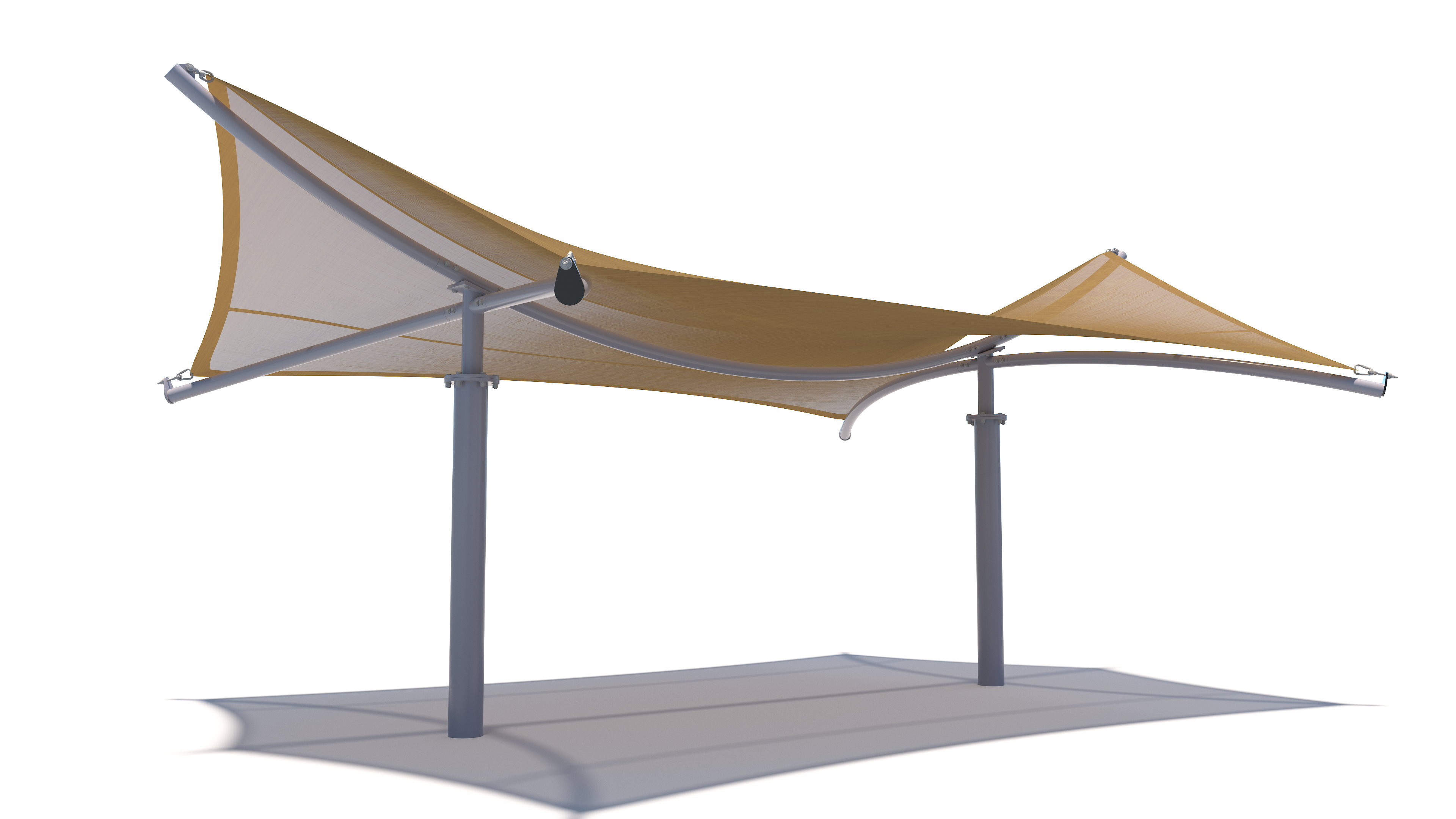 3D model of a USA Shade Aquarius Shade with brown fabric covering on a white background