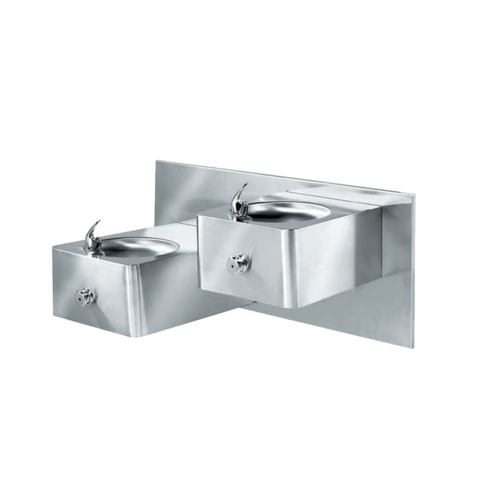 Dual Wall-Mounted Stainless Steel Drinking Fountain