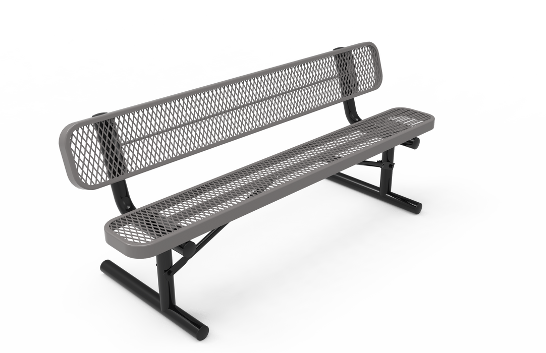 4' - 8'  Standard Bench with Back - Expanded Metal - Portable