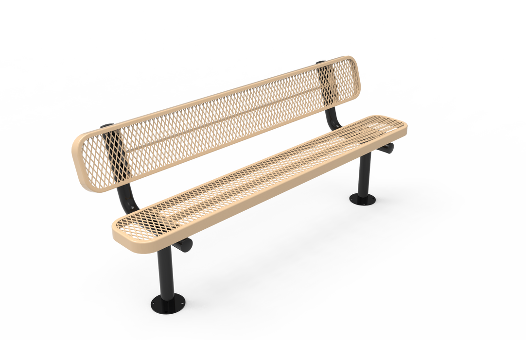 4' - 8' Standard Bench with Back - Expanded Metal - Surface Mount