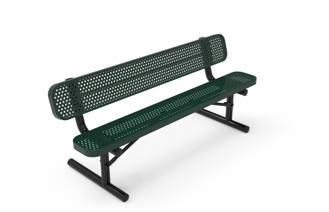 4' - 8'  Standard Bench with Back - Punched Steel - Portable