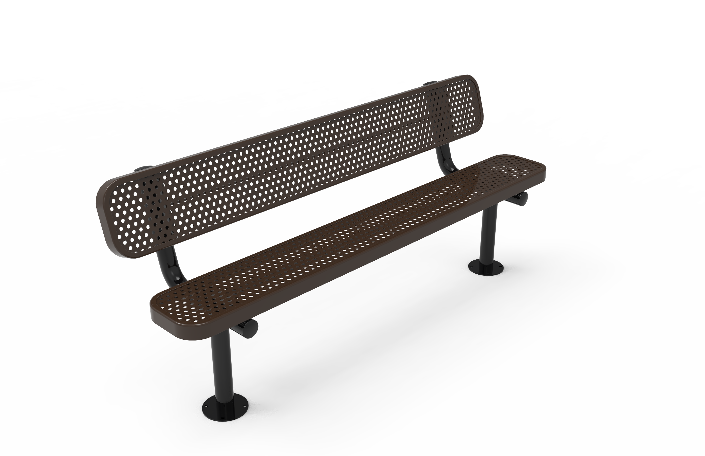 MyTCoat 4' - 8' Standard  Bench with Back - Punched Steel - Surface Mount