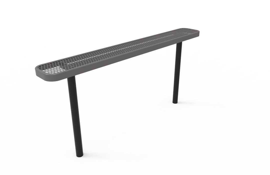 4' - 8'  Standard Bench without Back - Expanded Metal - Inground Mount