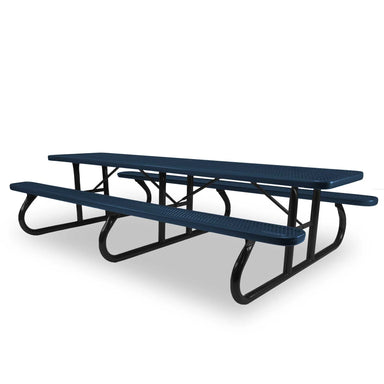 Black & Blue Wabash Valley Shelter Signature 10 ft Diamond Metal Portable Picnic Table in plastisol-coated steel, a long picnic table with a third center leg