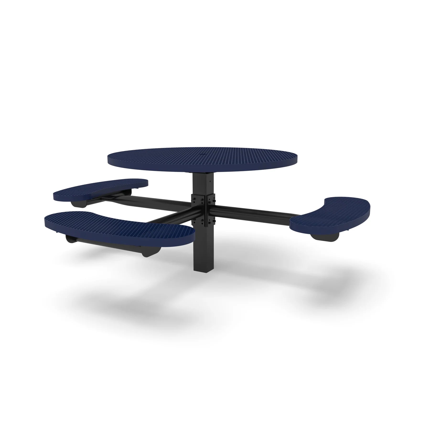 Black & Blue Wabash Valley Signature Round Pedestal Picnic Table, Diamond, Standard - ADA Accessible - Inground, in plastisol-coated steel, model SG250D, ada compliant table
