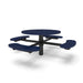 Black & Blue Wabash Valley Signature Round Pedestal Picnic Table, Diamond, Standard - 4 Seats - Inground, in plastisol-coated steel, model SG245D, commercial patio furniture