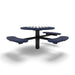 Black & Blue Wabash Valley Signature Round Pedestal Picnic Table, Perforated, Chessboard - ADA Accessible - Inground, in plastisol-coated steel, model SP215P, outdoor chess board