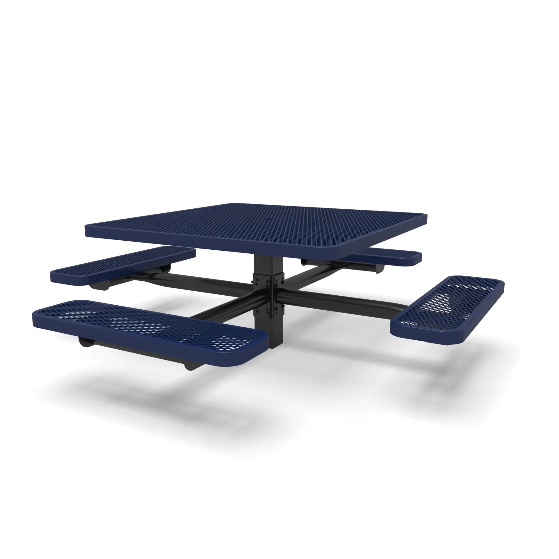 Black & Blue Wabash Valley Signature Square Pedestal Picnic Table, Diamond, Standard - 4 Seats - Inground - 46 Inch, in plastisol-coated steel, model SG230D, business patio furniture