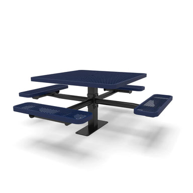 Black & Blue Wabash Valley Signature Square Pedestal Picnic Table, Diamond, Standard - 4 Seats - Surface Mount - 46 Inch, in plastisol-coated steel, model SG229D, patio furniture for business