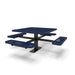 Black & Blue Wabash Valley Signature Square Pedestal Picnic Table, Diamond, Standard - 4 Seats - Surface Mount - 46 Inch, in plastisol-coated steel, model SG229D, patio furniture for business