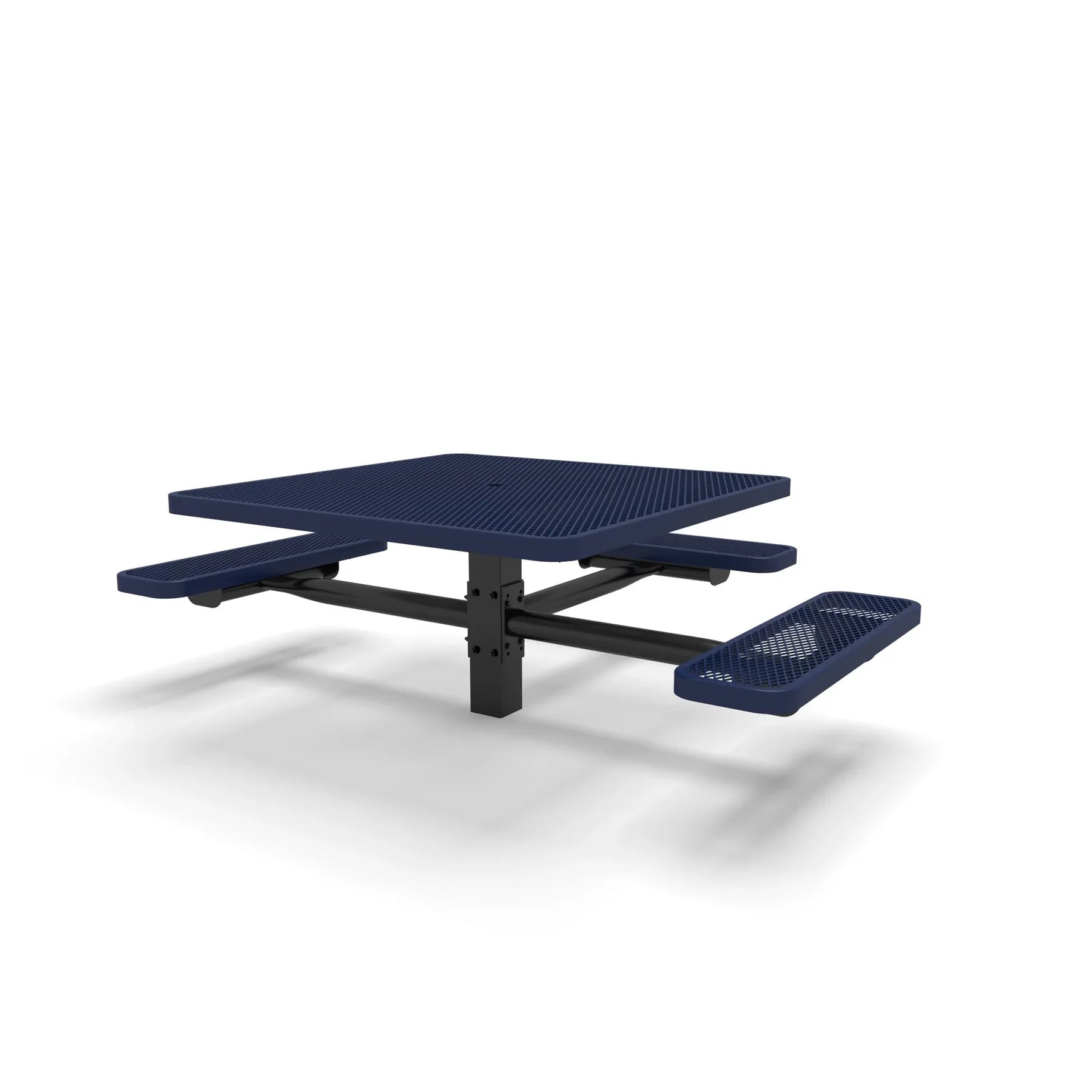 Black & Blue Wabash Valley Signature Square Pedestal Picnic Table, Diamond, Standard - ADA Accessible - Inground - 46 Inch, in plastisol-coated steel, model SG235D, business patio furniture