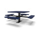 Black & Blue Wabash Valley Signature Square Pedestal Picnic Table, Perforated, Standard - 4 Seats - Surface Mount - 46 Inch, in plastisol-coated steel, model SG229P, business patio furniture