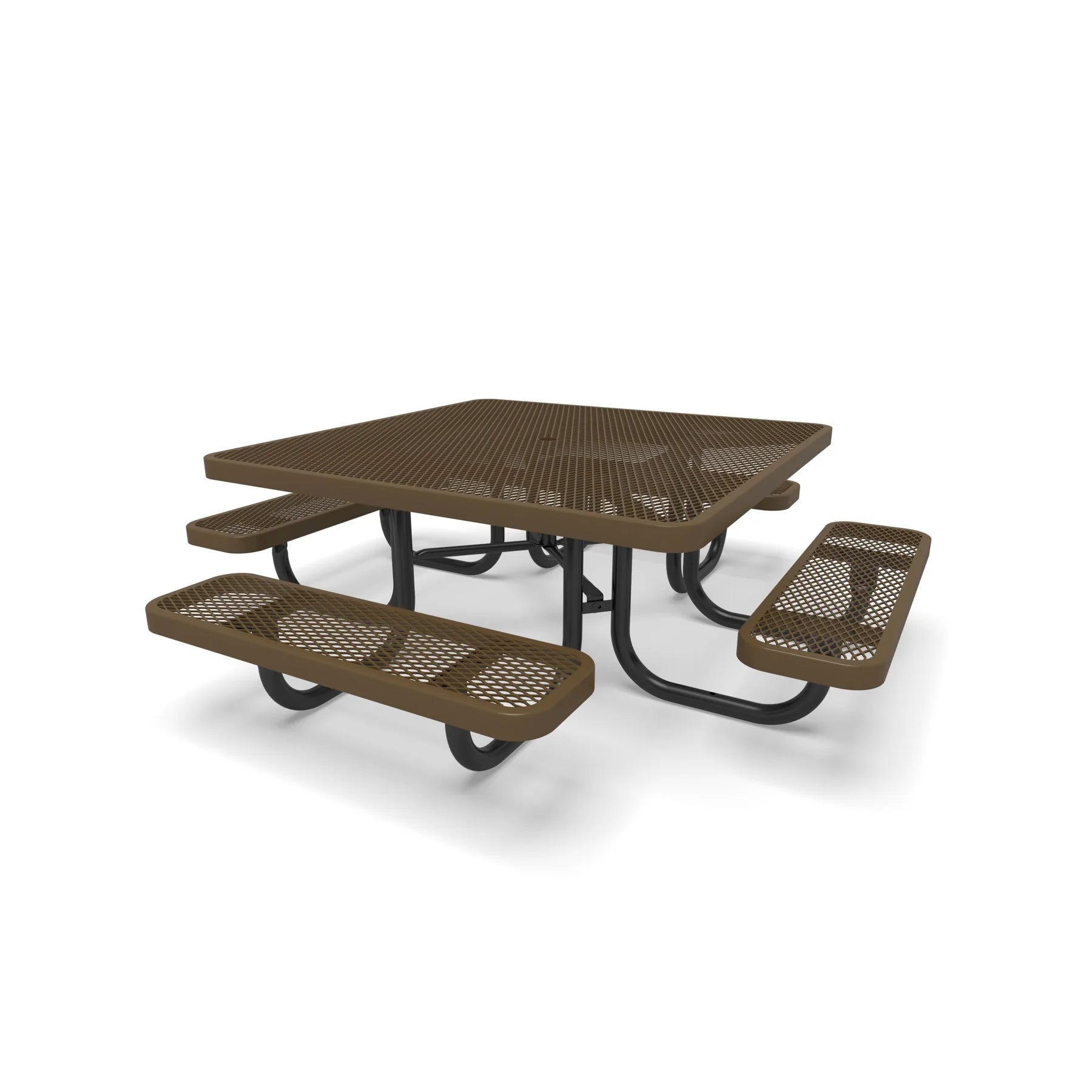 Black & Brown Wabash Valley Children's Signature Square Diamond Metal Portable Picnic Table in plastisol-coated steel, a preschool picnic table with four separate seats