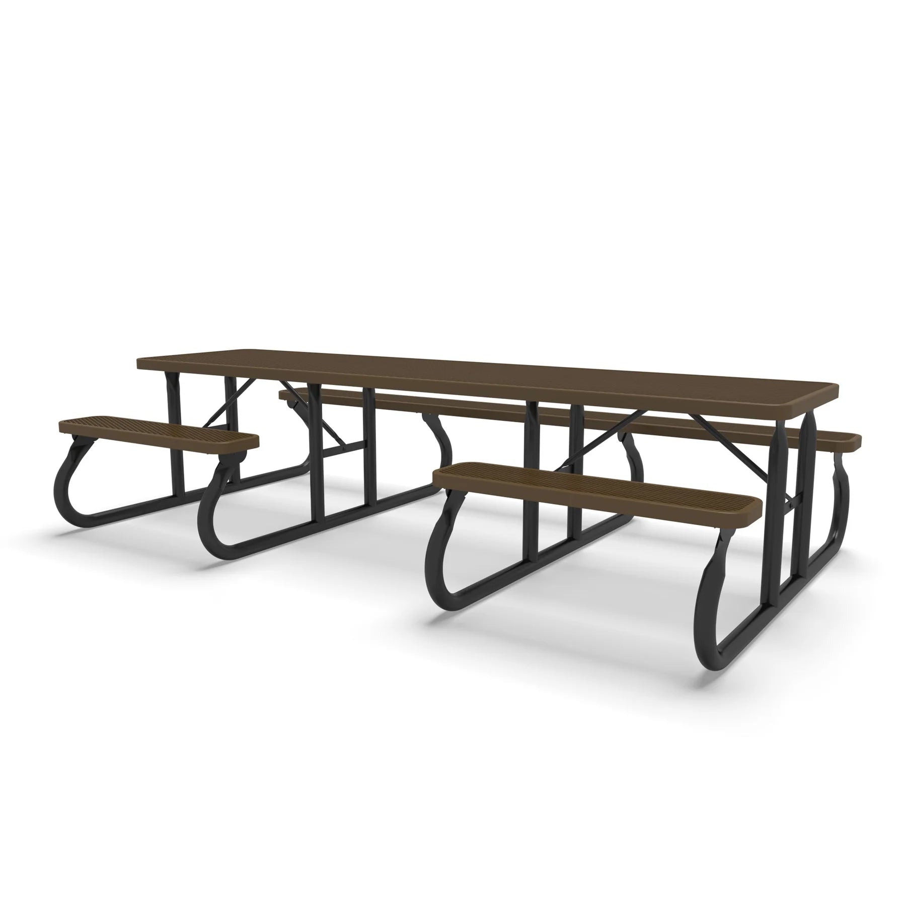 Black & Brown Wabash Valley Signature Side by Side ADA Accessible 10 ft Diamond Portable Picnic Table in plastisol-coated steel, a 10 foot picnic table with a wheelchair slot