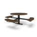 Black & Brown Wabash Valley Signature Round Pedestal Picnic Table, Diamond, Standard - ADA Accessible - Surface Mount, in plastisol-coated steel, model SG249D, round outdoor metal table