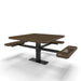 Black & Brown Wabash Valley Signature Square Pedestal Picnic Table, Diamond, Standard - ADA Accessible - Surface Mount - 46 Inch, in plastisol-coated steel, model SG234D, business patio furniture