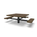 Black & Brown Wabash Valley Signature Square Pedestal Picnic Table, Perforated, Standard - ADA Accessible - Inground - 46 Inch, in plastisol-coated steel, model SG235P, ada accessible table