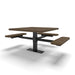Black & Brown Wabash Valley Signature Square Pedestal Picnic Table, Perforated, Standard - ADA Accessible - Surface Mount - 46 Inch, in plastisol-coated steel, model SG234P, square outdoor dining table