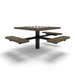 Black & Brown Wabash Valley Signature Square Pedestal Picnic Table, Perforated, Chessboard - ADA Accessible - Inground - 46 Inch, in plastisol-coated steel, model SP230P, outdoor checkers table