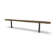 Black & Brown Wabash Valley Signature Steel Backless Bench, Perforated, 8' Inground posts, brown seat on a black frame, plastisol-coated steel, commercial seating bench