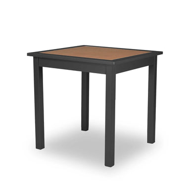 Black frame with Cedar Slats, Green Valley 30 inch square dining table, recycled plastic on aluminum, model GV2X72P, recycled plastic outdoor dining table