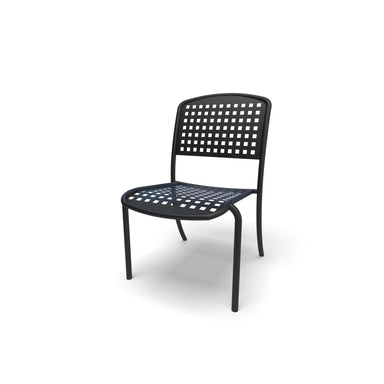 Black frame Hanna perforated dining chair, powder-coated aluminum, model HA9121P, aluminum patio chairs