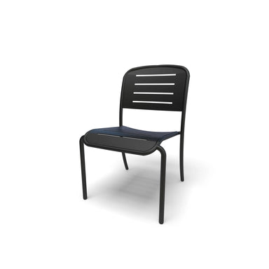 Black frame Hanna slat dining chair, powder-coated aluminum, model HA9129P, aluminum outdoor dining chairs